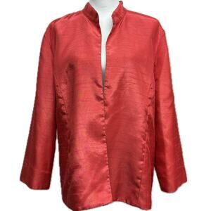 Chico's Boxy Reversible Giraffe Print Jacket Blazer Orange White Brown Women L